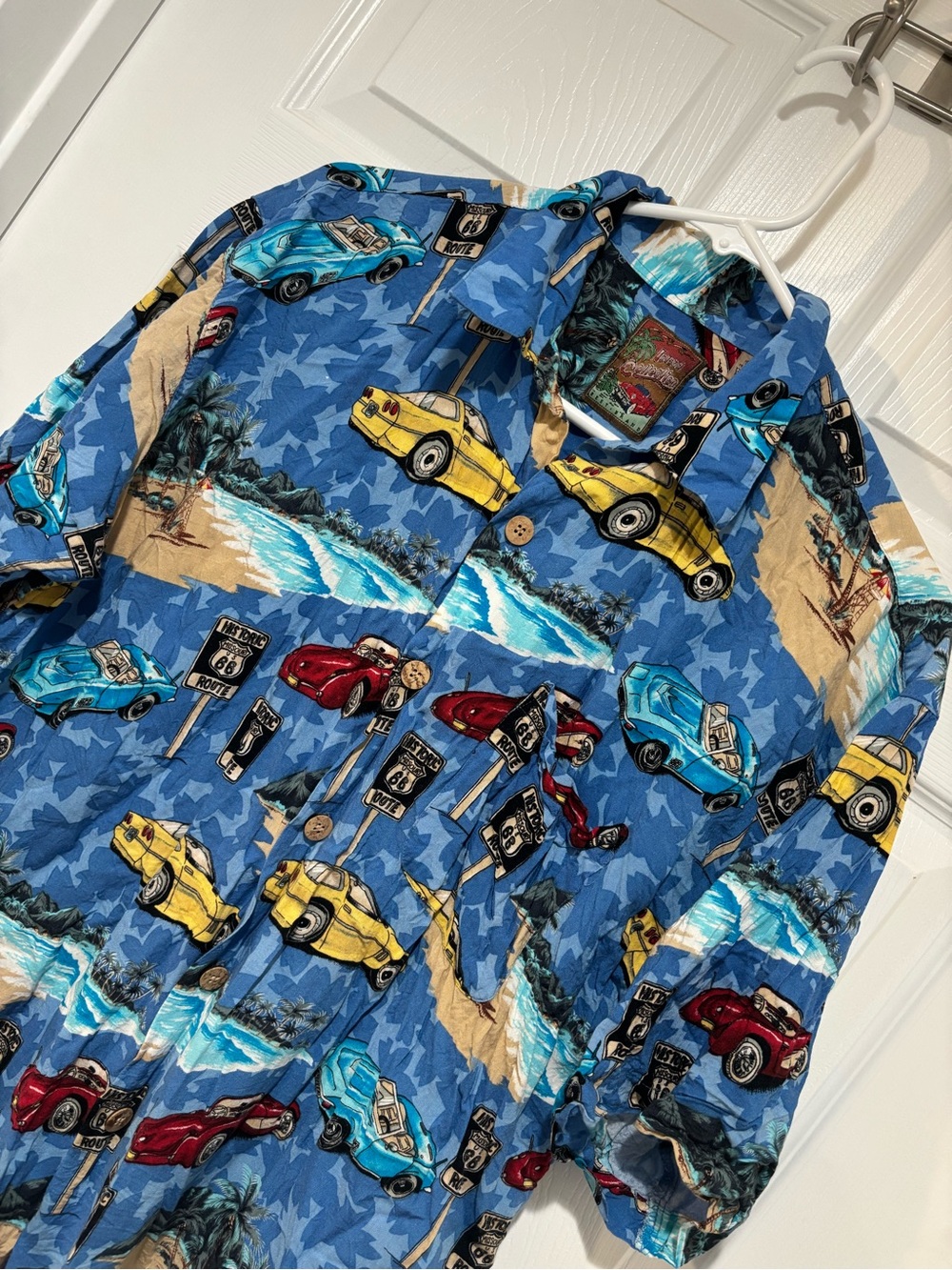 ISLAND COLLECTION Vintage Corvette Print Hawaiian Button-Up Shirt